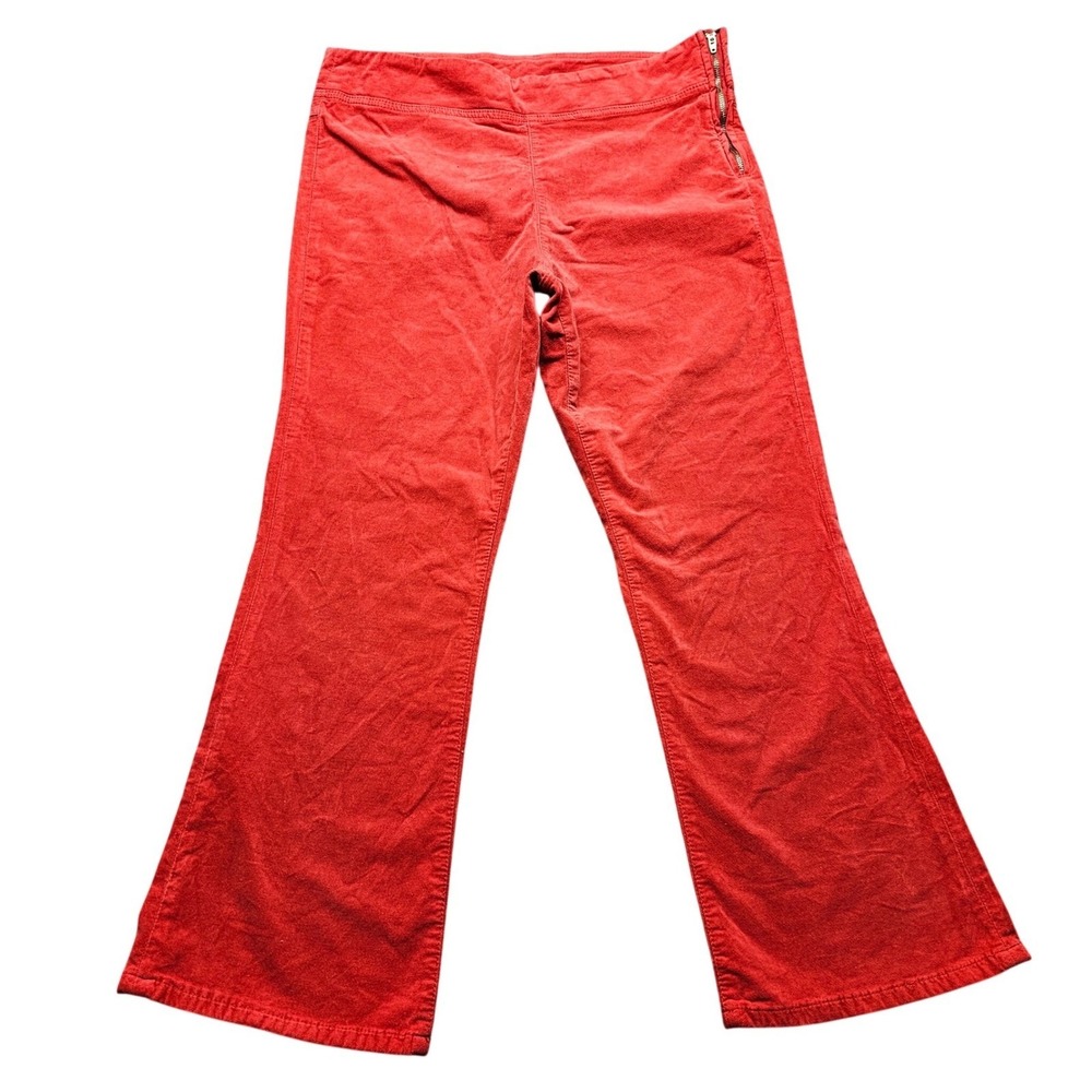 Free People Pants Womens Red Corduroy Flat Front Comfort Flared Leg Side Zipper